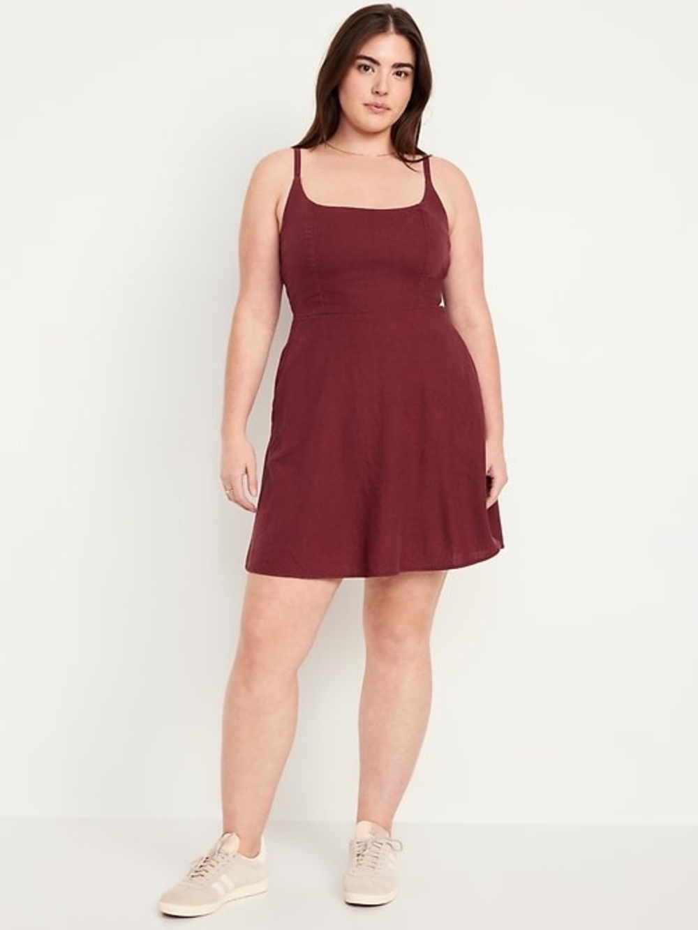 Old Navy Fit & Flare Linen Cami Mini Dress Royal Velvet 3X Plus Size